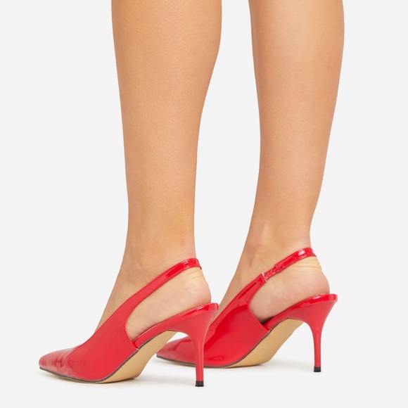 SEYMORE POINTED TOE SLINGBACK COURT HEEL IN RED PATENT worn once - Picture 3 of 5